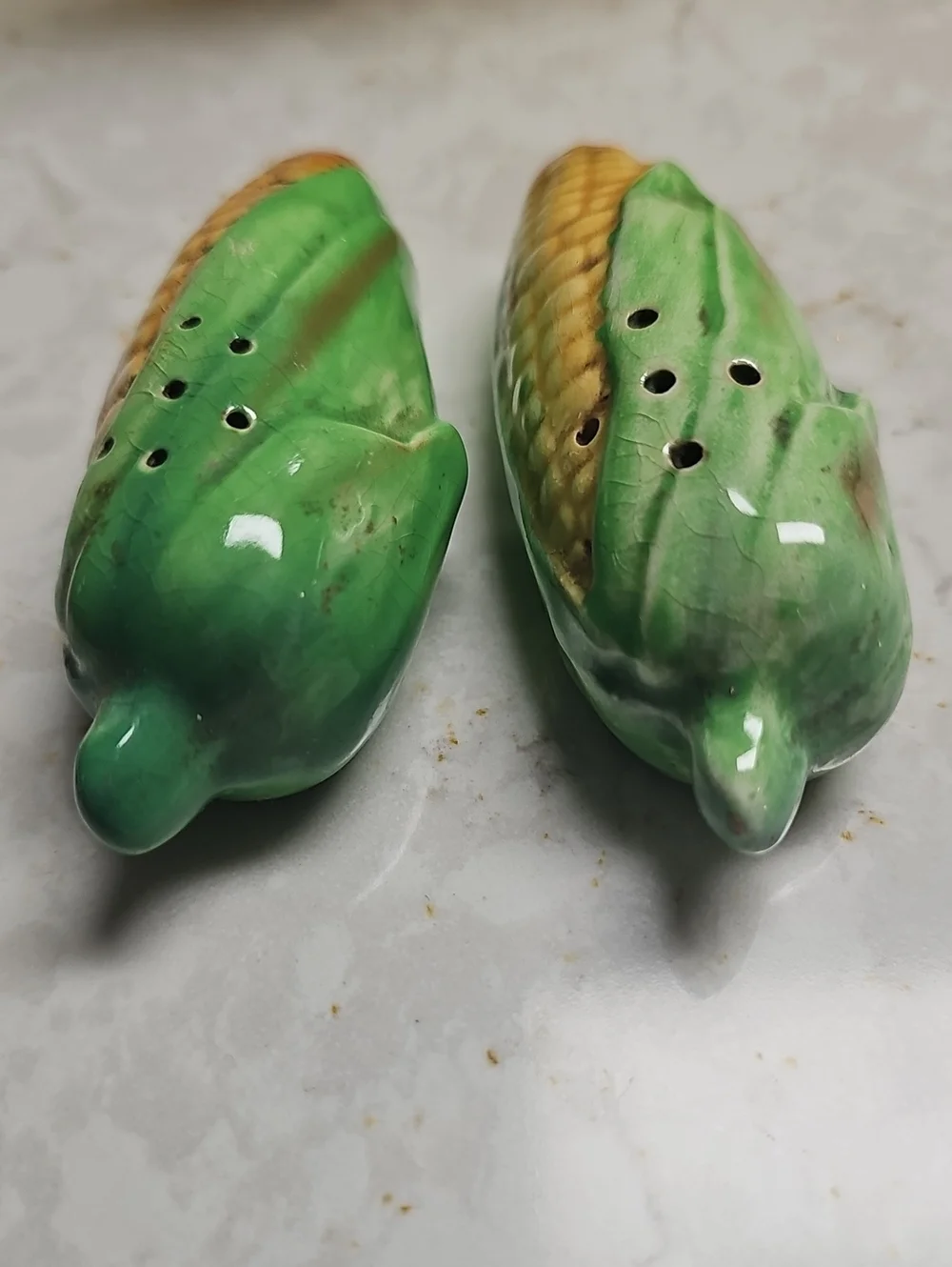 Green Corn-Shaped Ceramic Salt And Pepper (Japan)
